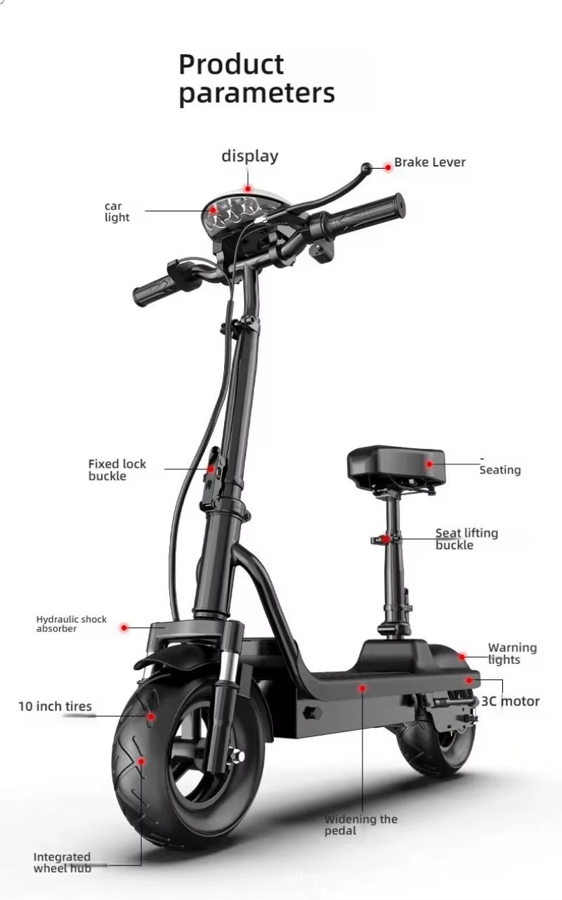 Driver'S Representative Folding Electric Bicycle Adult Portable Commuting Two Wheeled Electric Scooter Electric Dirt Bike